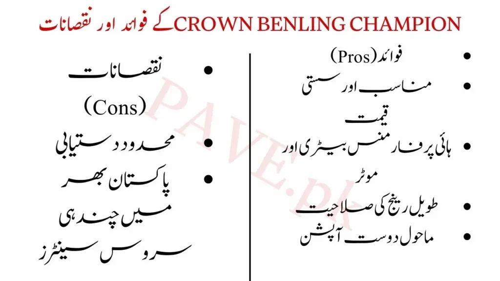 Electric Scooter Crown Benling Champion Price in Pakistan 2025 PAVE Specs & Brochure 2 Electric Scooter Crown Benling Champion Pros and Cons