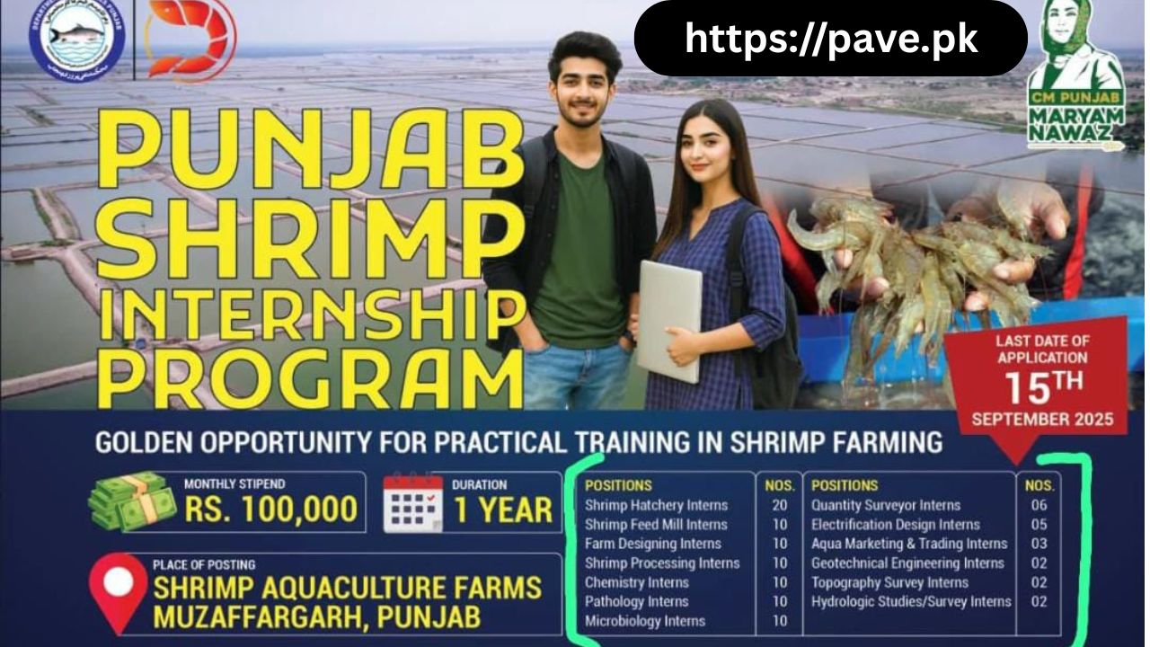 Shrimp Farming Internship in Pakistan 2025 – Govt Paid Internship Rs. 1 Lakh/Month 1 Shrimp Farming Internship in Pakistan 2025