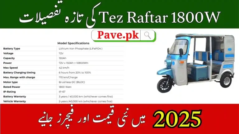 Tez Raftar 1800W Electric Rickshaw Price in Pakistan
